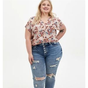 Torrid light taupe floral challis dolman blouse